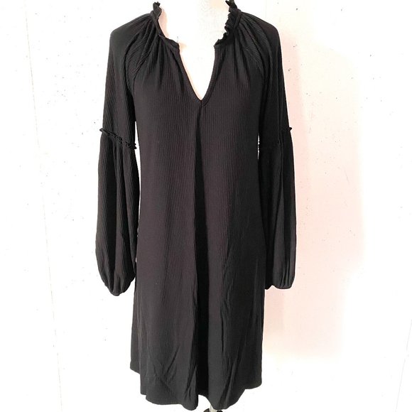 Maurices, EUC, Black, Boho, Puffy Sleeve, Long Sleeve, Short Maxi, Dress, Size M - Picture 1 of 13